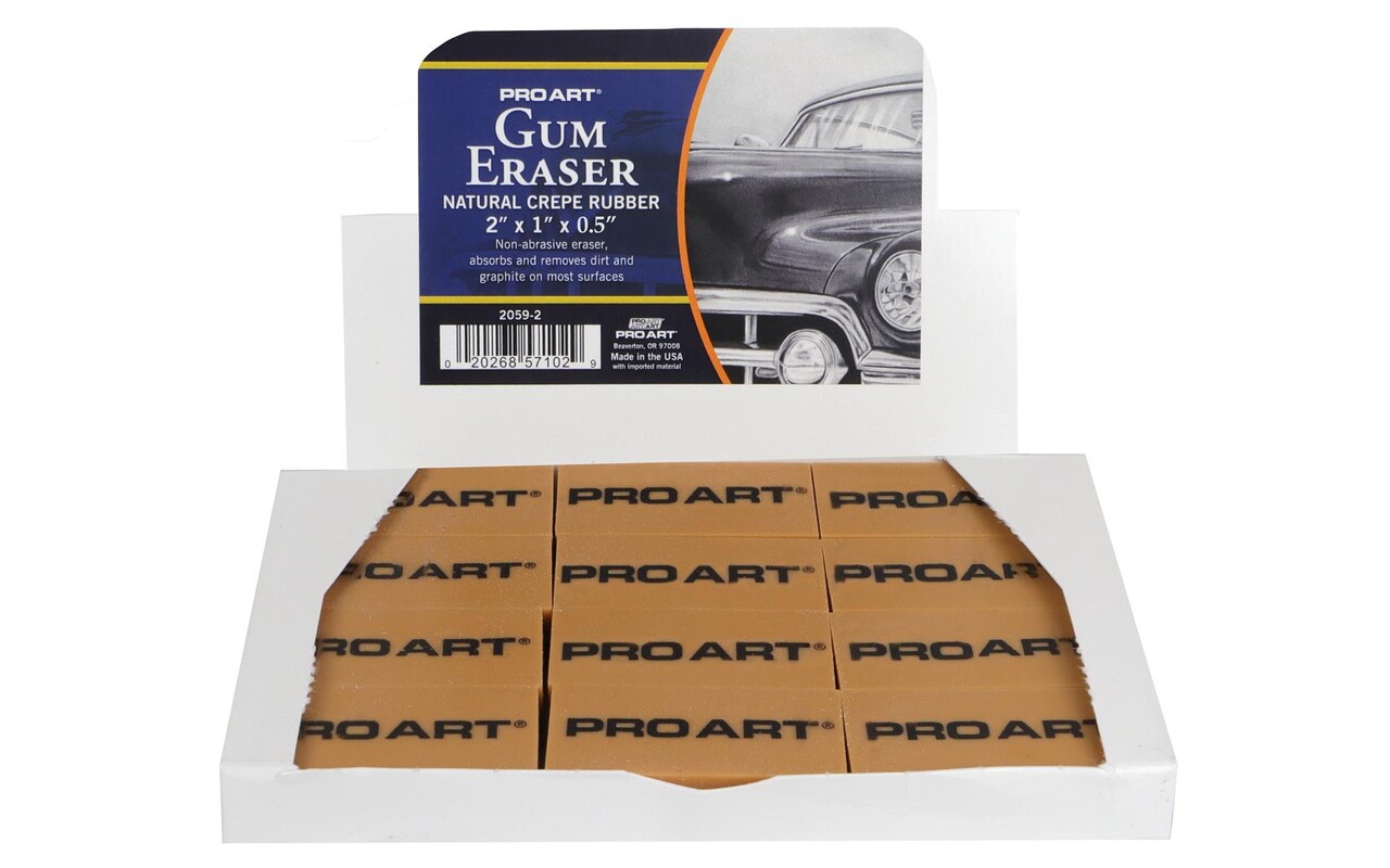 Pro Art Eraser Art Gum 2"x1"x.5", 12pc, POP, Kneaded Eraser, Art Eraser, Artist Erasers for Drawing, Kneadable Eraser, Kneaded Erasers for Artists, Gum Eraser, Drawing Erasers, Rubber Eraser